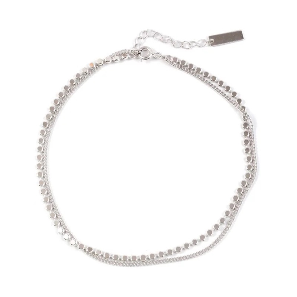 ✨NEW LAUNCH✨ Silver Color Anklet for Women, double chain, pretty and shine - Picture 2 of 5